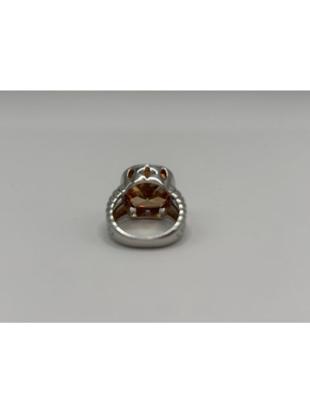 Silver Tone Ring Peach Size 6.5 Statement Jewelry Ring Cottagecore Romantic Love - Picture 10 of 12